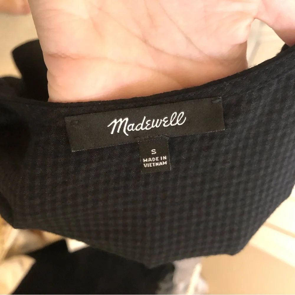 Madewell Preston puff sleeve top blouse button front gingham